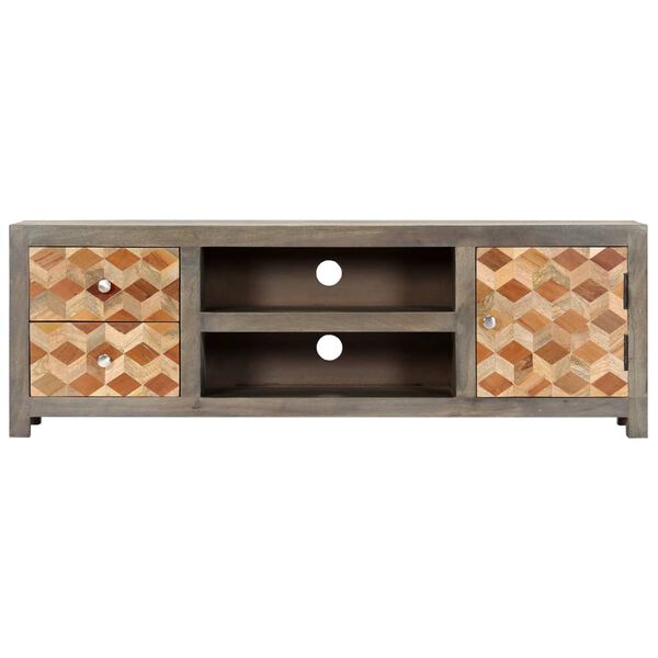 vidaXL TV Cabinet Grey 120x30x40 cm Solid Mango Wood