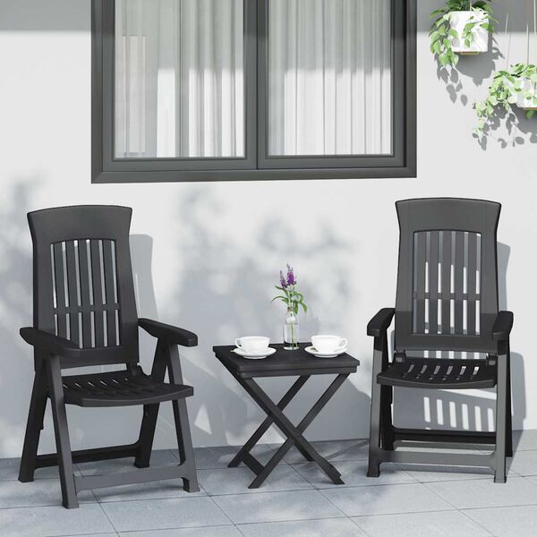 vidaXL Garden Reclining Chairs 2 pcs Anthracite PP
