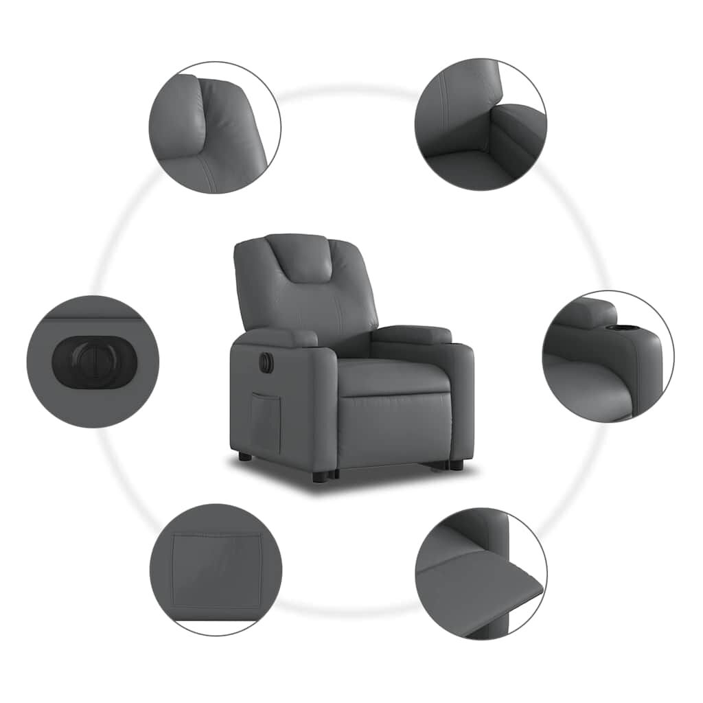 vidaXL Electric Stand up Recliner Chair Grey Faux Leather