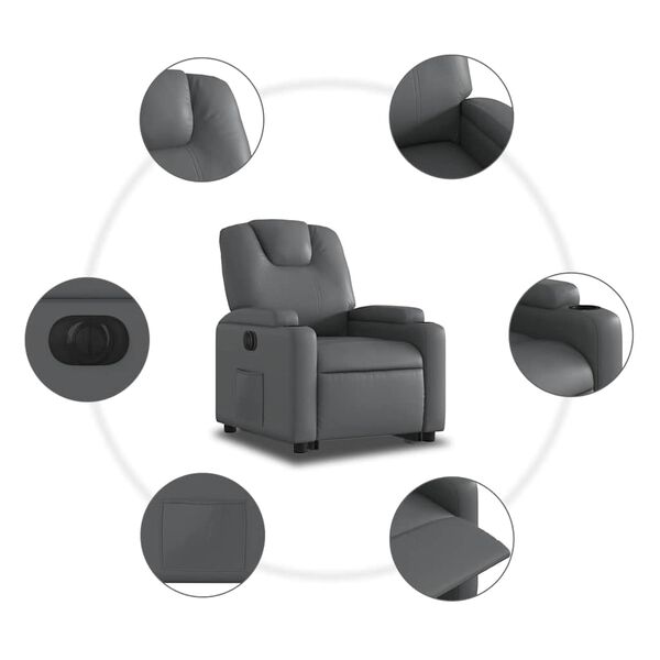 vidaXL Electric Stand up Recliner Chair Grey Faux Leather
