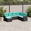 vidaXL 7 Piece Garden Sofa Set with Cushions Black Poly Rattan