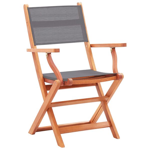 vidaXL Folding Garden Chairs 8 pcs Grey Solid Eucalyptus Wood&Textilene