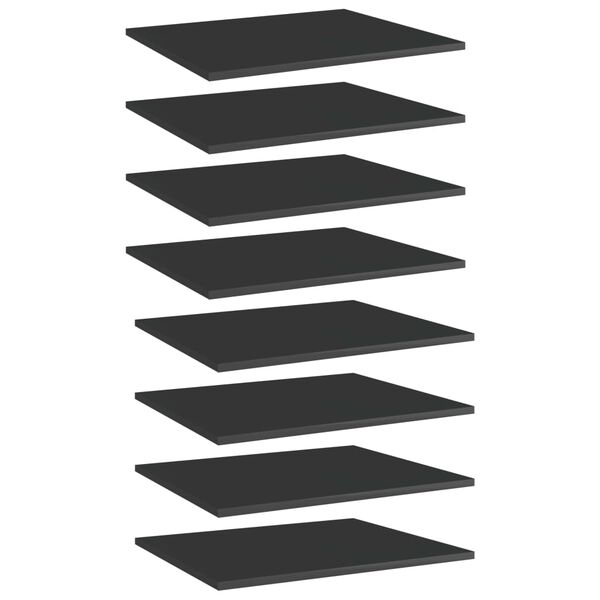 vidaXL Bookshelf Boards 8 pcs High Gloss Black 60x50x1.5 cm Engineered Wood