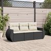vidaXL 3 Piece Garden Sofa Set with Cushions Black Poly Rattan