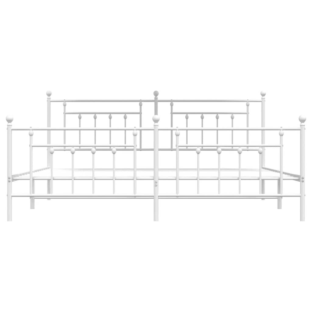 vidaXL Metal Bed Frame without Mattress with Footboard White 193x203cm