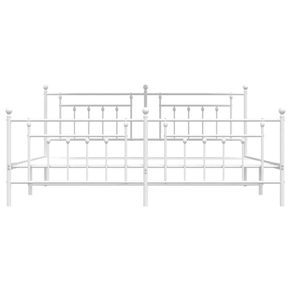 vidaXL Metal Bed Frame without Mattress with Footboard White 193x203cm