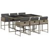 vidaXL 7 Piece Garden Dining Set with Cushions Grey Poly Rattan