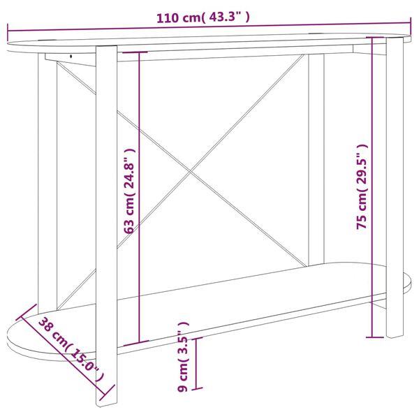 vidaXL Console Table 110x38x75 cm Engineered Wood