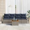 vidaXL Garden Sofa Set with Cushion 5 pcs Grey Poly Rattan