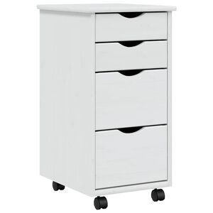vidaXL Rolling Cabinet with Drawers MOSS White Solid Wood Pine