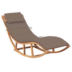 vidaXL Rocking Sun Lounger with Cushion Solid Teak Wood