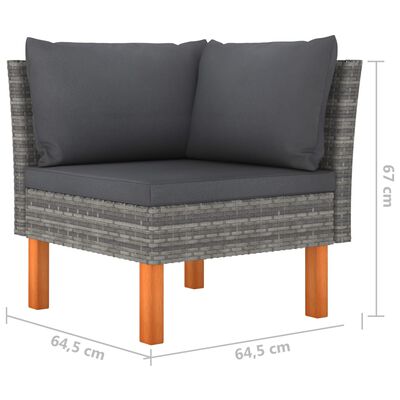 vidaXL 10 Piece Garden Lounge Set with Cushions Poly Rattan Grey