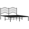 vidaXL Metal Bed Frame without Mattress with Headboard Black 150x200cm