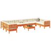 vidaXL 11 Piece Garden Sofa Set with Cushions Wax Brown Solid Wood Pine