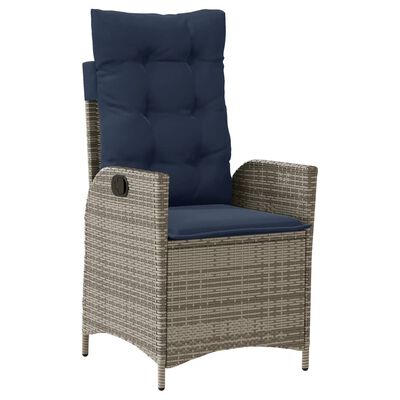 vidaXL 9 Piece Garden Dining Set with Cushions Grey Poly Rattan
