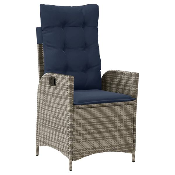 vidaXL 9 Piece Garden Dining Set with Cushions Grey Poly Rattan