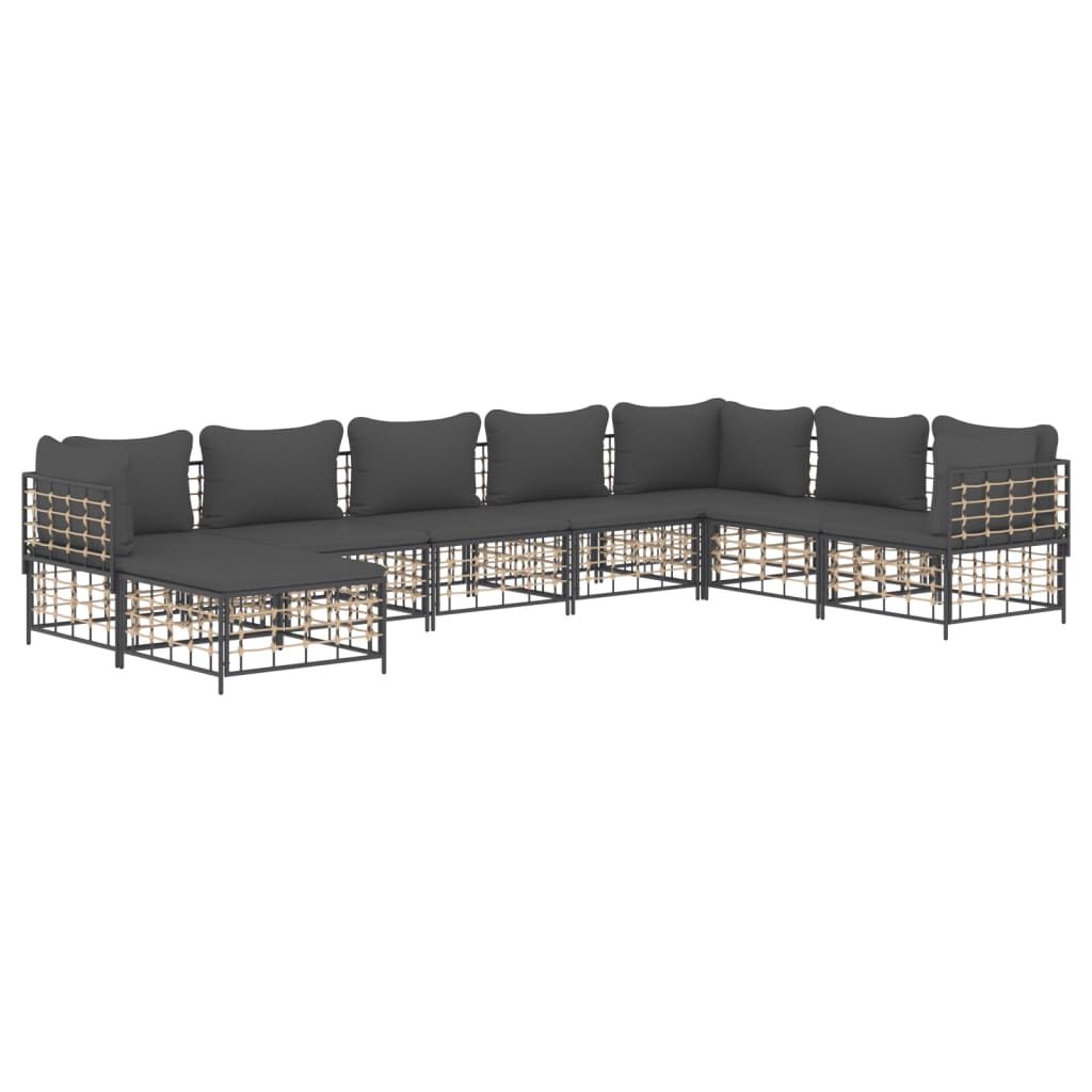 vidaXL 8 Piece Garden Lounge Set with Cushions Anthracite Poly Rattan