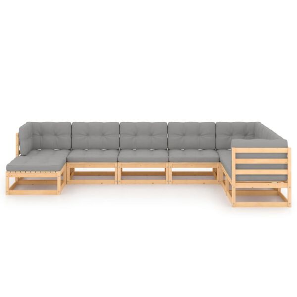 vidaXL 8 Piece Garden Lounge Set with Cushions Solid Pinewood