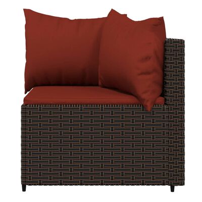 vidaXL Garden Corner Sofas with Cushions 2 pcs Brown Poly Rattan