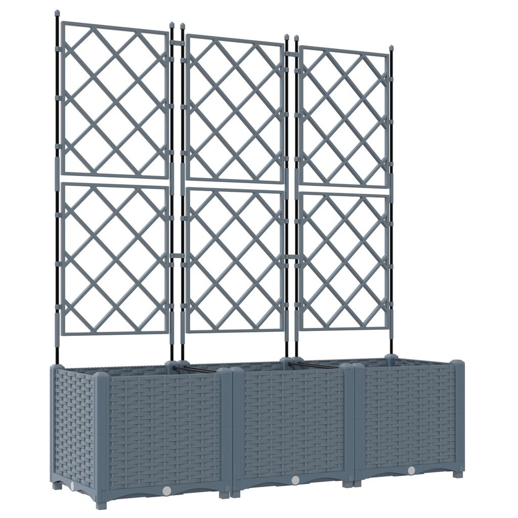vidaXL Garden Planter with Trellis 3 pcs Light Grey 120x40x143 cm