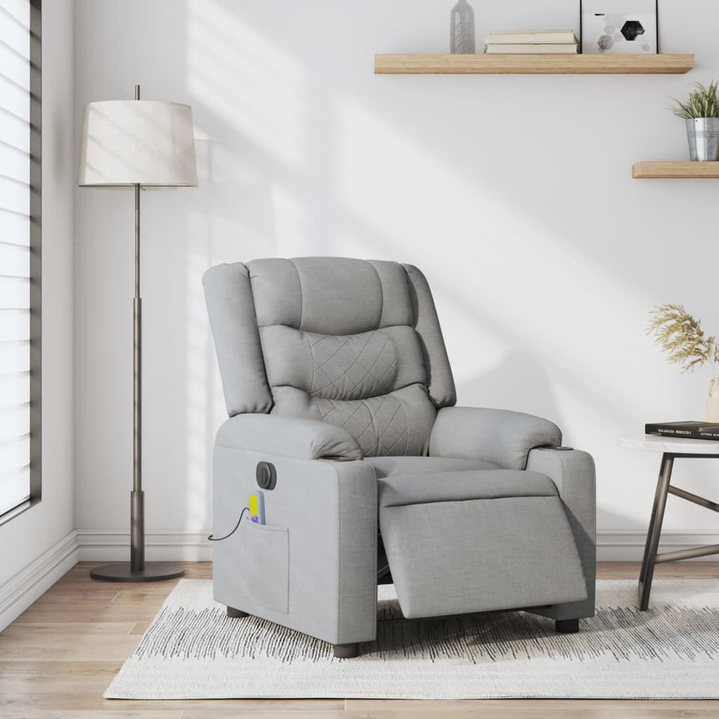 vidaXL Electric Massage Recliner Chair Light Grey Fabric