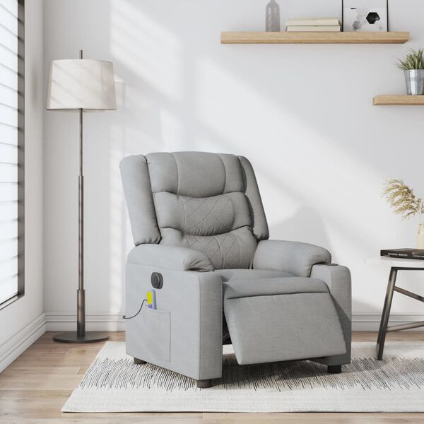 vidaXL Electric Massage Recliner Chair Light Grey Fabric