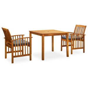 vidaXL 3 Piece Garden Dining Set with Cushions Solid Acacia Wood
