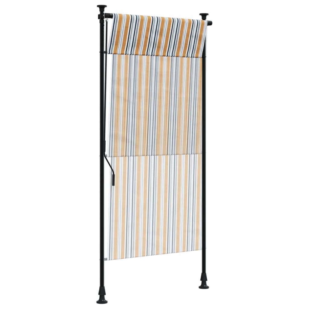 vidaXL Outdoor Roller Blind Yellow and White 120x270 cm Fabric&Steel