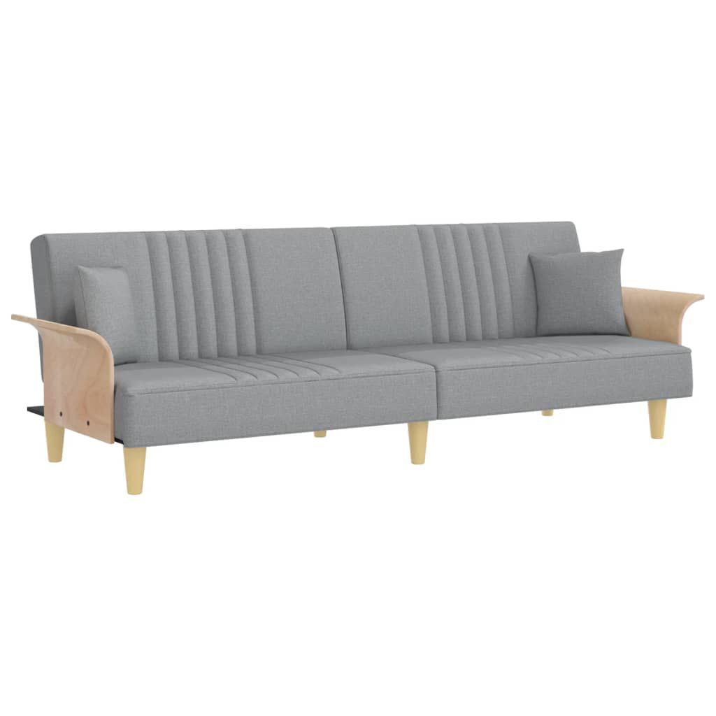 vidaXL Sofa Bed with Armrests Light Grey Fabric