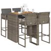 vidaXL 5 Piece Garden Bar Set with Cushions Grey Poly Rattan Acacia