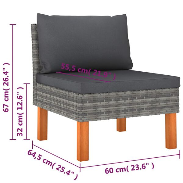 vidaXL 9 Piece Garden Lounge Set with Cushions Poly Rattan Grey