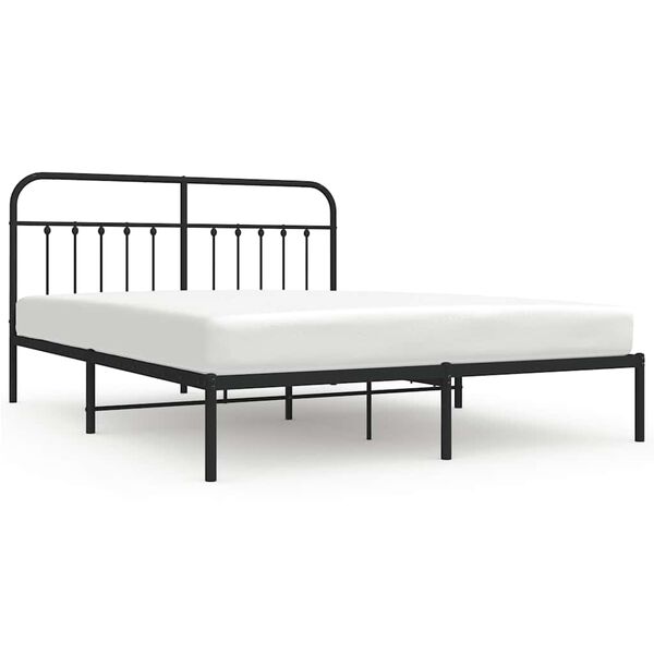 vidaXL Metal Bed Frame without Mattress with Headboard Black 183x213cm
