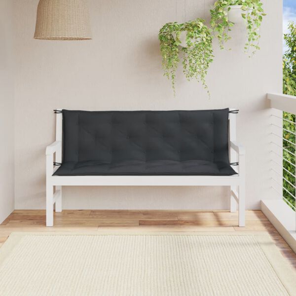 vidaXL Garden Bench Cushions 2 pcs Melange Anthracite 150x50x7 cm Fabric