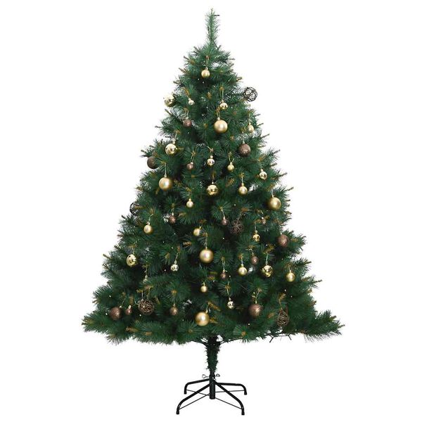 vidaXL Artificial Hinged Christmas Tree 150 LEDs & Ball Set 150 cm