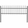 vidaXL Garden Fence with Spear Top Steel 1.8 m Black