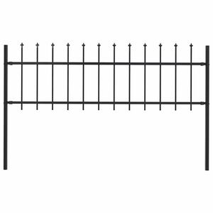 vidaXL Garden Fence with Spear Top Steel 1.8 m Black