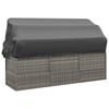 vidaXL Outdoor Lounge Bed with Roof and Cushions Grey Poly Rattan