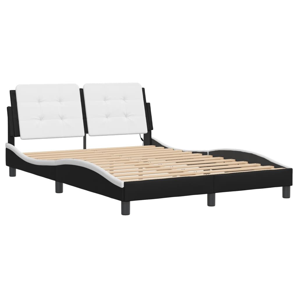 vidaXL Bed Frame with LED without Mattress Black and White 137x187 cm Double