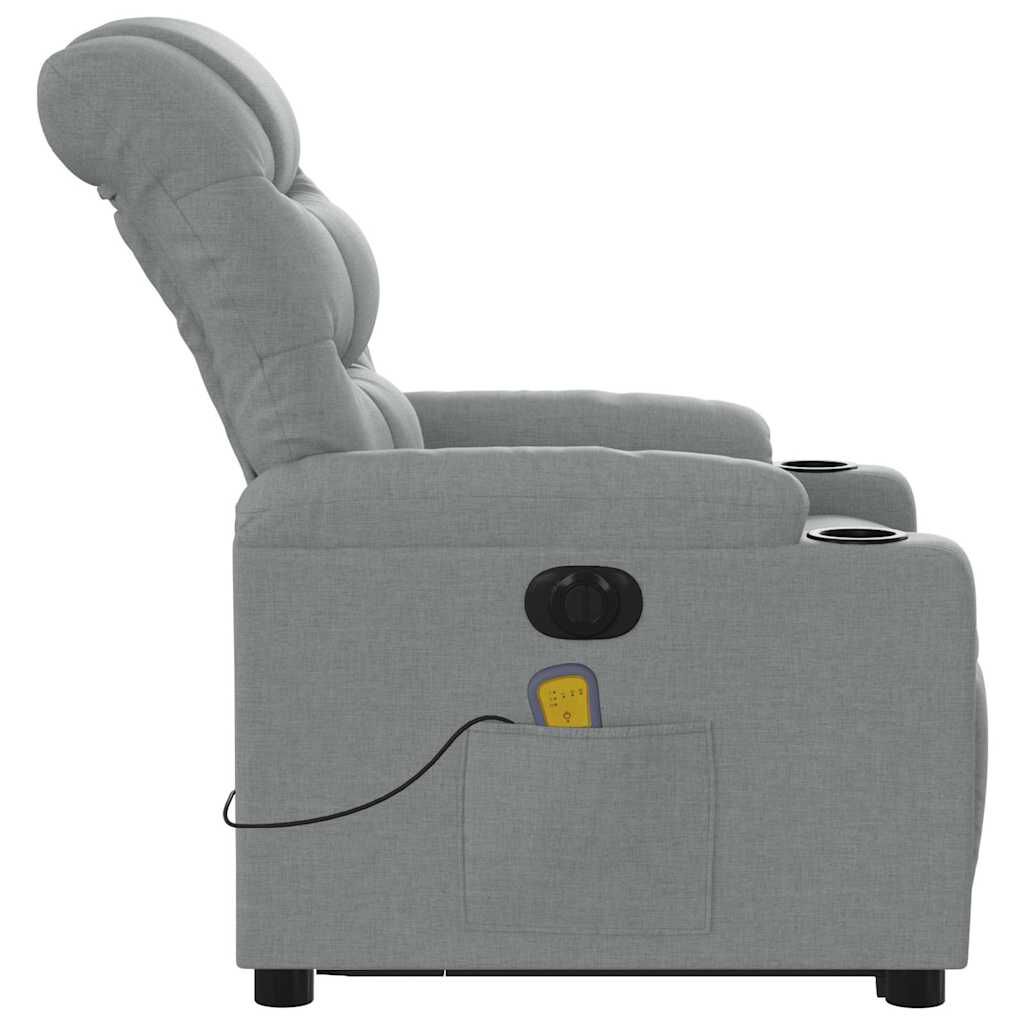 vidaXL Electric Stand up Massage Recliner Chair Light Grey Fabric