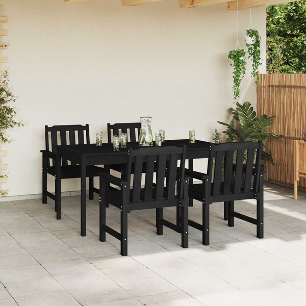 vidaXL Garden Dining Chairs 4 pcs Black 65,5x55,5x88 cm HDPE