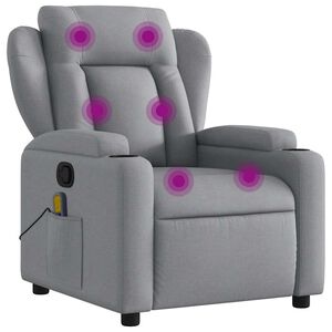 vidaXL Massage Recliner Chair Light Grey Fabric