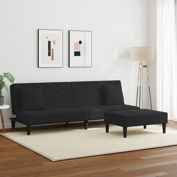 vidaXL 2 Piece Sofa Set with Pillows Black Velvet