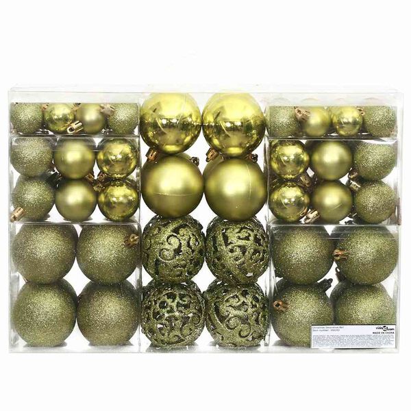 vidaXL Christmas Baubles 100 pcs Light Green 3 / 4 / 6 cm