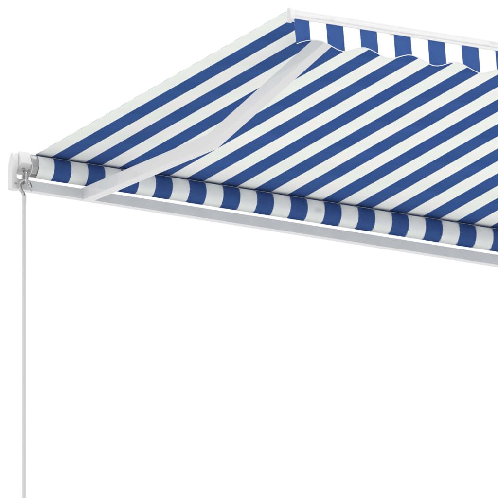 vidaXL Freestanding Manual Retractable Awning 400x300 cm Blue/White