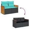 vidaXL Garden Sofa with Cushions 2-Seater Black Poly Rattan