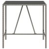 vidaXL Bar Table with Glass Top Grey 110x70x110 cm Poly Rattan