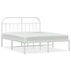 vidaXL Metal Bed Frame without Mattress with Headboard White 150x200cm