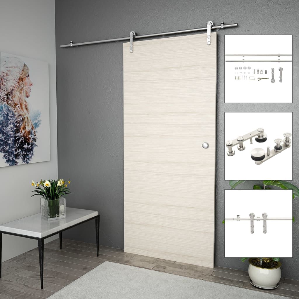 vidaXL Sliding Door Hardware Kit 183 cm Stainless Steel Silver
