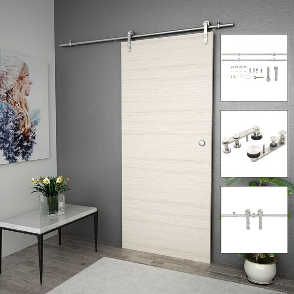 vidaXL Sliding Door Hardware Kit 183 cm Stainless Steel Silver