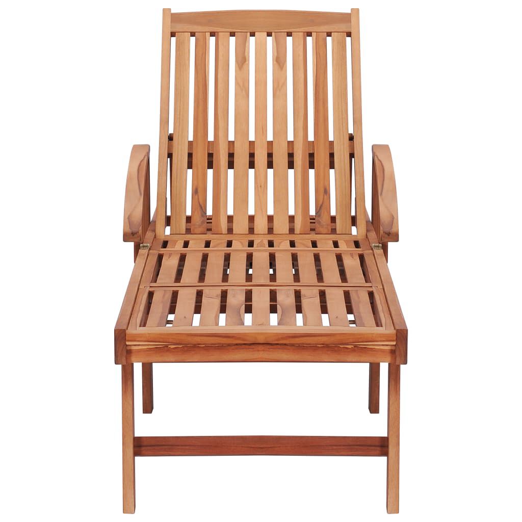 vidaXL Sun Lounger with Red Cushion Solid Teak Wood